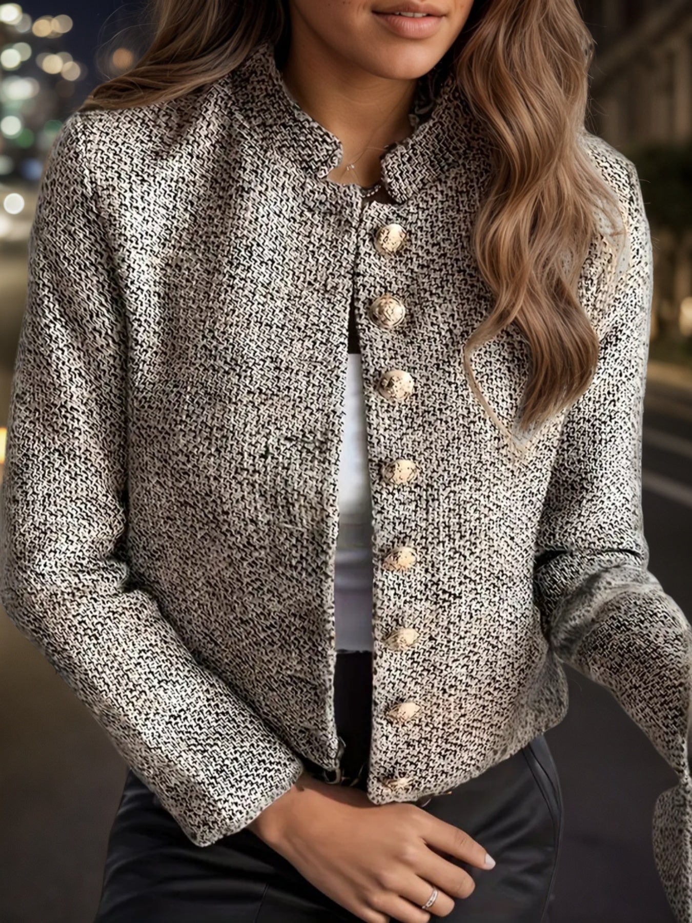 Lightweight Polyester Elegant Women's Fashion Floral Top - Long Sleeved