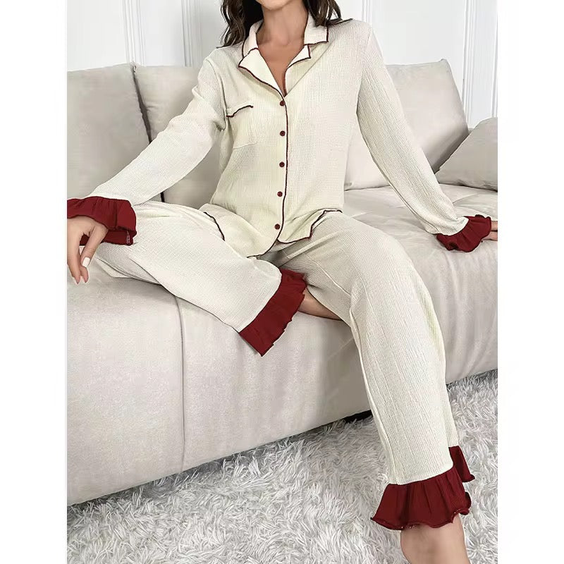 Lapel Button-Up Pajama Set