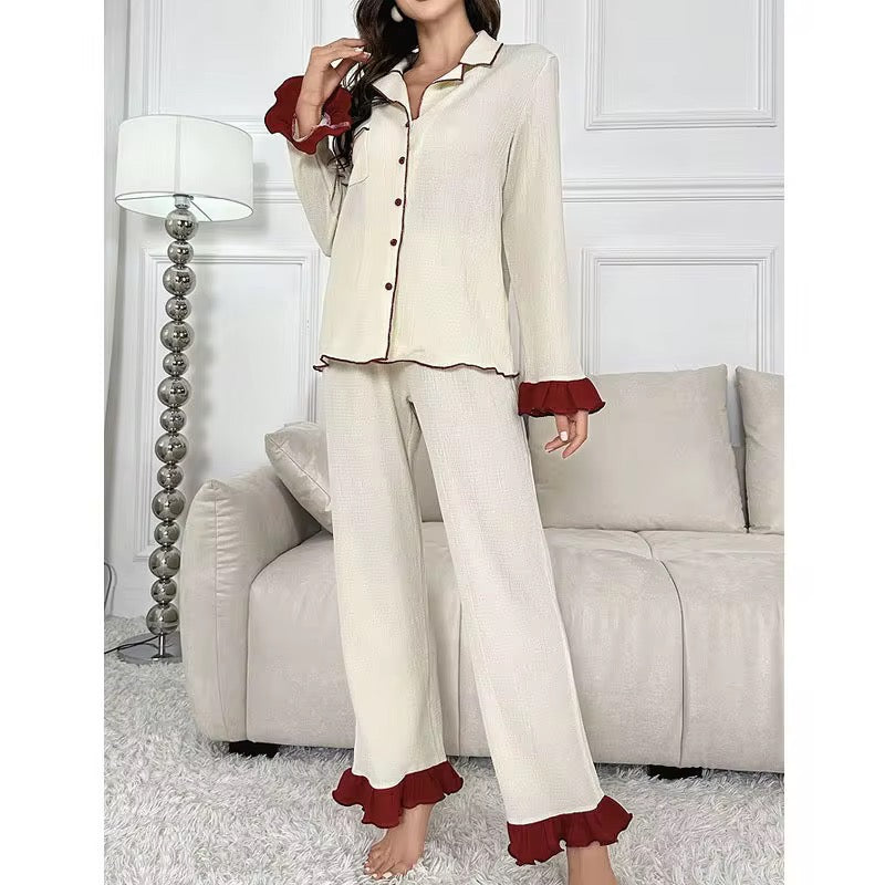 Lapel Button-Up Pajama Set