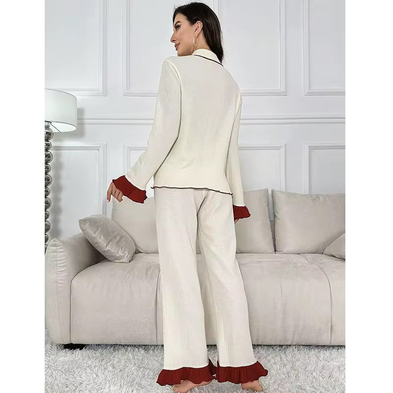 Lapel Button-Up Pajama Set